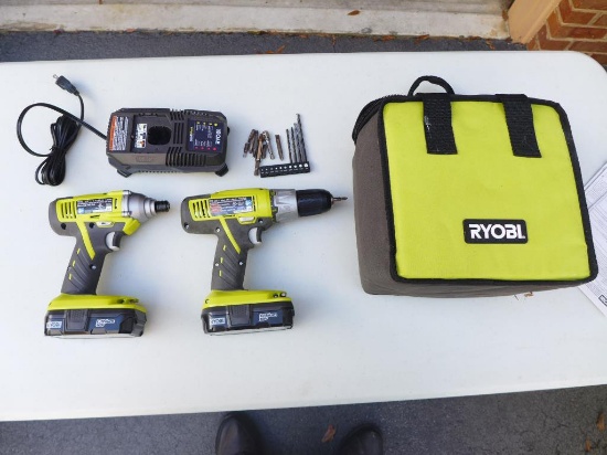 (2) Ryobi Cordless Drills w/Batteries, Charger,