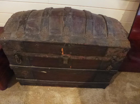Antique Dome Top Trunk--35" x 20", 27" High