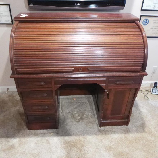 Antique English 19th Century Roll-Top Desk 48" x