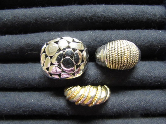 (3) Rings: (2) Unmarked, (1) Marked "GE" --(2) Size 7 1/2, (1) Size 7
