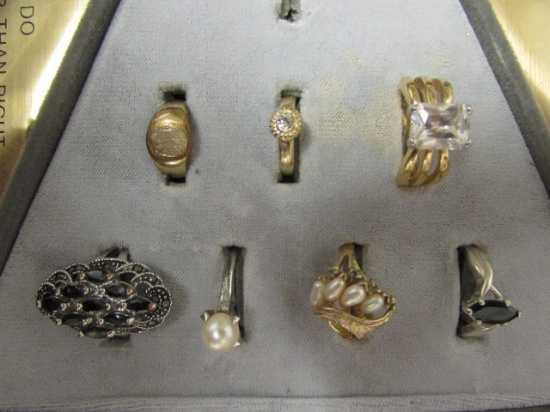 (6) Costume Jewelry Rings and (1) Gold Filled Ring--