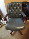 Desk Chair with Tufted Back & Brass Tacks on