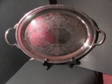 Oval Silver Plate 2-Handle Tray--