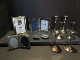 Unmarked Pair of Silver Candleholders with