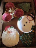 Assorted Christmas Dishes:  Snowman Candy Dish,