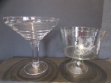 (1) Footed Glass Comport & (1) Glass Trifle Bowl
