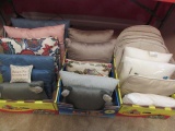 (3) Boxes of Decorative Pillows & Chair Cushions