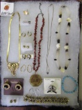 (2) Natural Stone Necklaces & Assorted Costume
