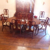 Queen Anne-Style Cherry Finish Oval Dining Table