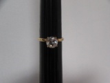 14 Kt. Yellow Gold Cubic Zirconia Solitaire Ring. Size 6 3/4