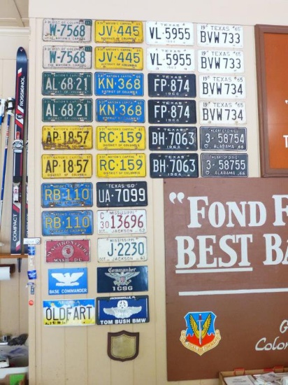 (35) Old Car Tags, Award Plaque, etc.