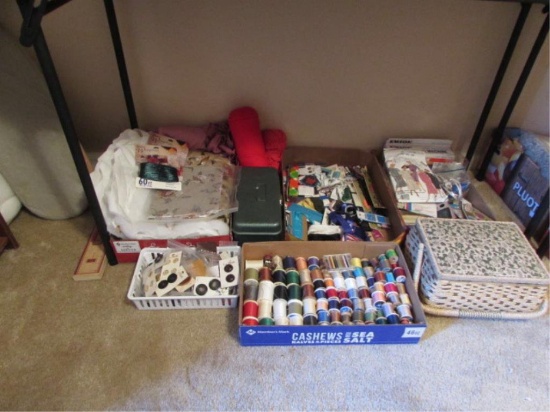 Assorted Sewing Notions, Sewing Basket, etc.