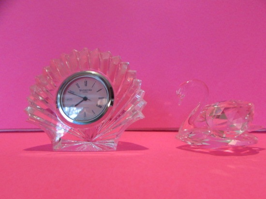 Waterford Crystal Clock & Swarovski Crystal Swan