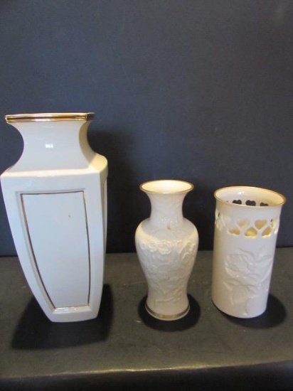 (3) Lenox Vases:  Eternal 9 3/8", 6 3/8", 5 3/4"
