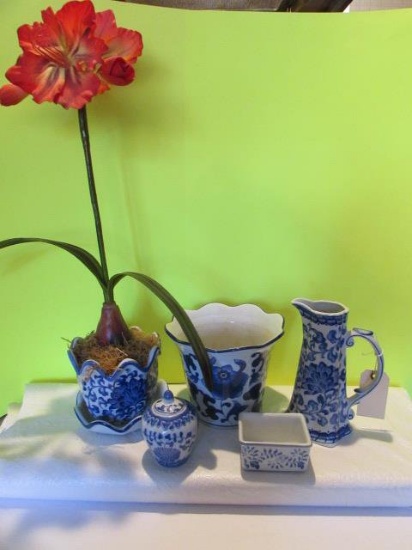 Assorted Blue & White Decorative Accessories: