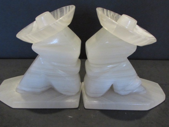 Pair of Natural Stone Bookends--Seated Man
