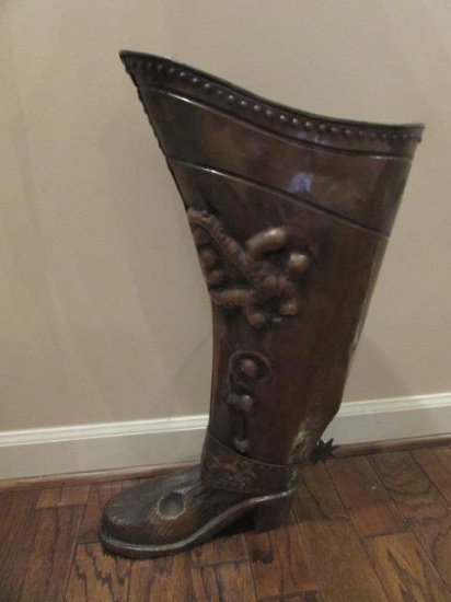 Copper Umbrella Stand--Boot & Spur--23" High