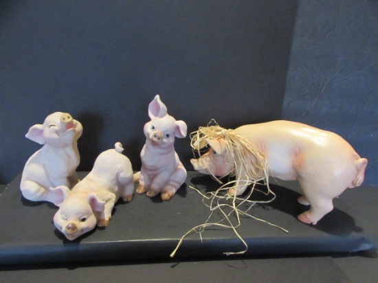 (4) Pig Figurines