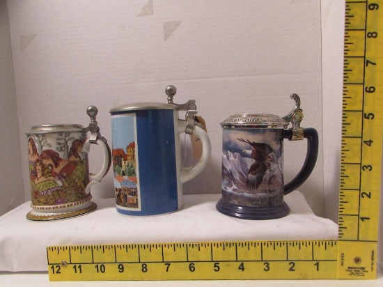 (3) Collectible Beer Steins:  Franklin Mint