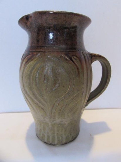 Signed Walter Hobbs Pottery Pitcher--8 5/8" High