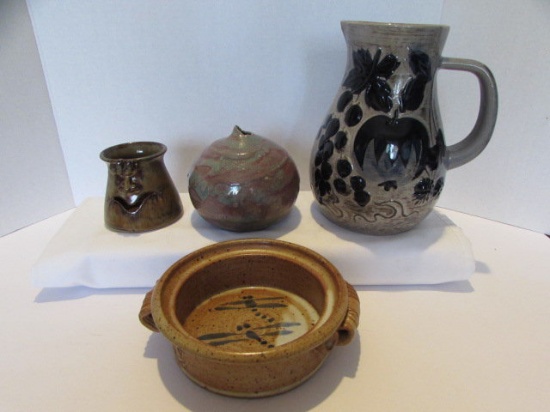 (4) Pieces of Pottery:  W. Germany 8 1/8" Pitcher