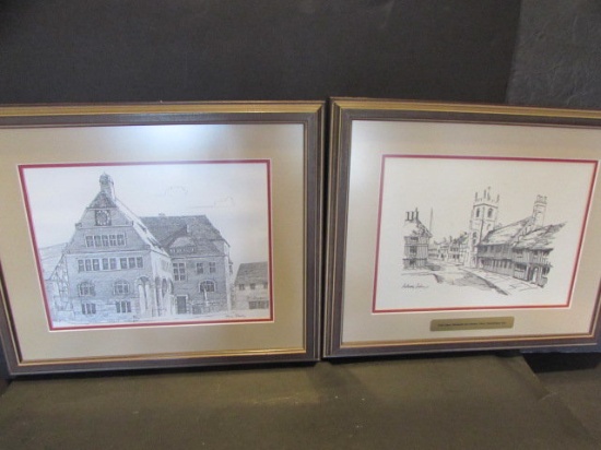 (2) Double Matted & Framed Prints--17" x 13 7/8"