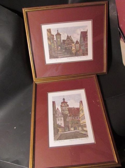 (2) Framed and Double Matted Pictures--12 1/8" x