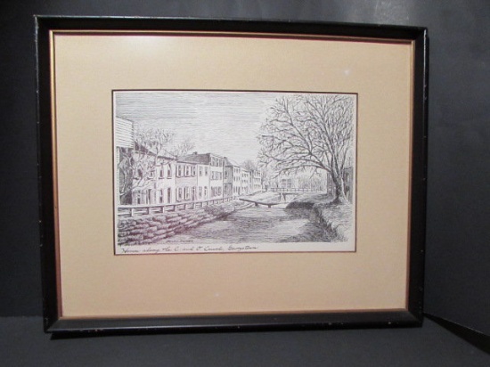 Signed Pen Art by Jules Zugbe--Homes Along the C.