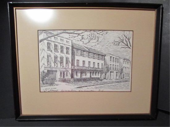Signed Pen Art by Jules Zugbe--"O" Street,
