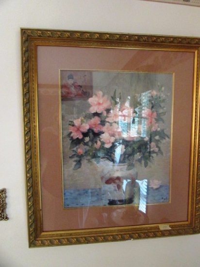 Floral Arrangement Print Matted & Framed in