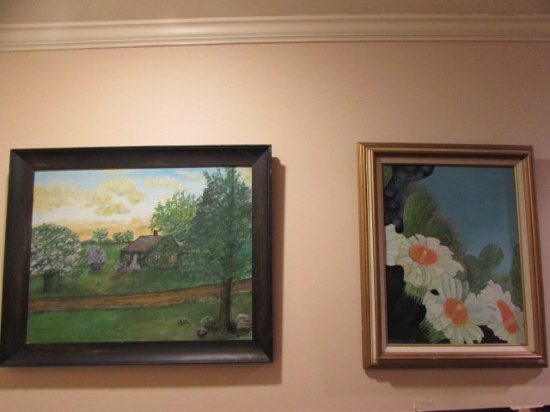 (2) Framed Paintings:  18 1/2" x 22 1/4" & 26