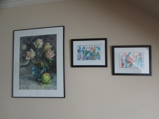 (3) Framed Watercolors:  2201/4" x 28 1/8", (2)