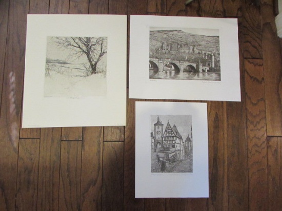 (3) German Prints:  15" x 17 1/4", 16 3/4" x 13