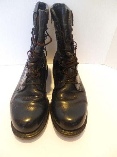 Pair of Black Air Force Tie Boots, Size 8 D Dated
