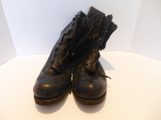 Pair of USAF Black Zipper & Tie Boots, Size 9D,