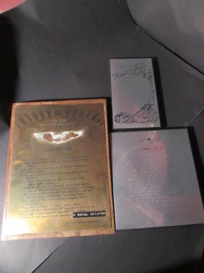 (3) Pilot Wall Plaques--(1) is Award