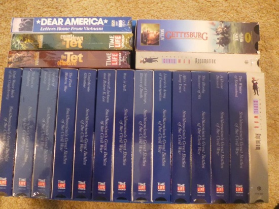 Box of Assorted Historical VHS Tapes:  (13) Time