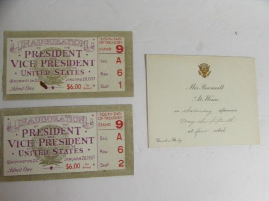 (2) Tickets to the 1937 Inauguration of President