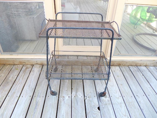 Wrought Iron Serving Cart on Wheels