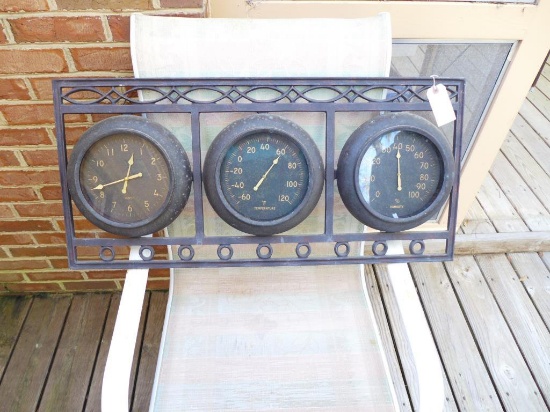 Wrought Iron Patio Clock, Temperature, & Humidity