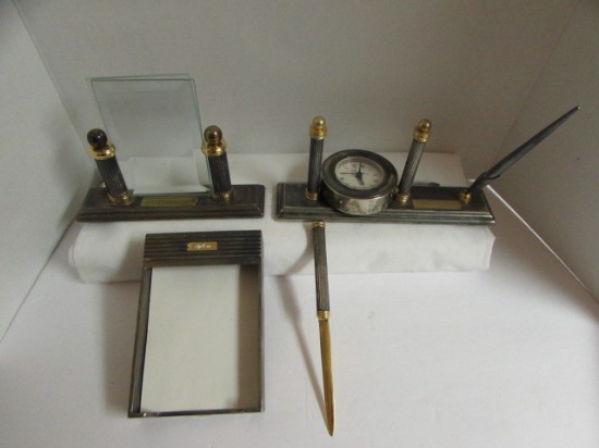 Vintage Desk Desk with Brass Plates engraved