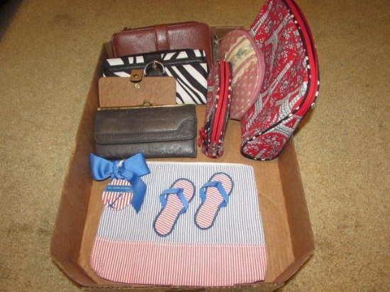 Assorted Women's Wallets, Makeup Bags, etc.
