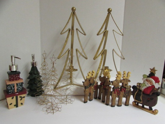 Assorted Christmas Items: (2) Gold 16" Christmas