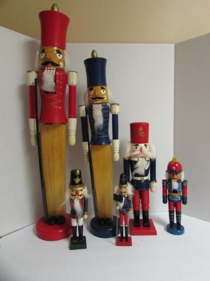 (6) Nutcrackers--30", 24", 15", 10", 9 1/2", 9