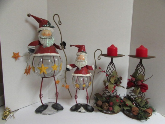 (2) Pair of Christmas Candle Holders