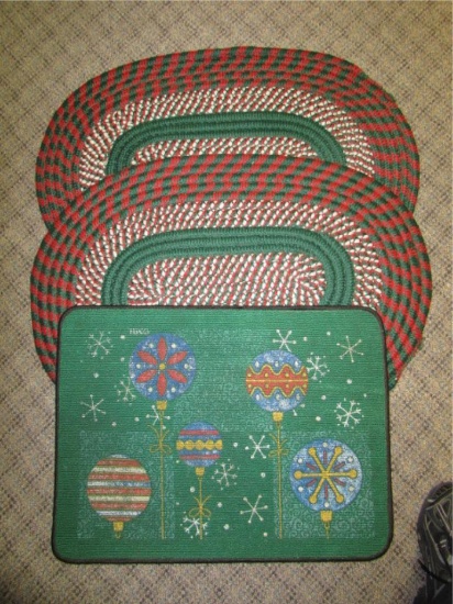 (3) Christmas Rugs:  (2) Oval 21" x 30" Braided,