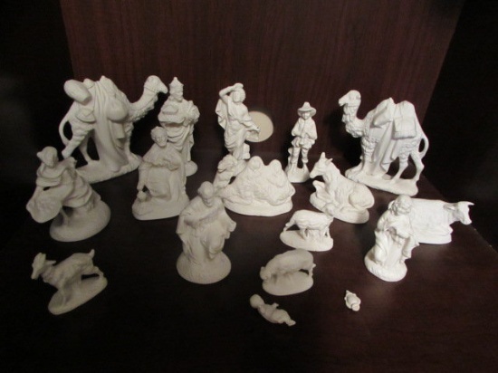 White Bisque Ceramic Manger Pieces