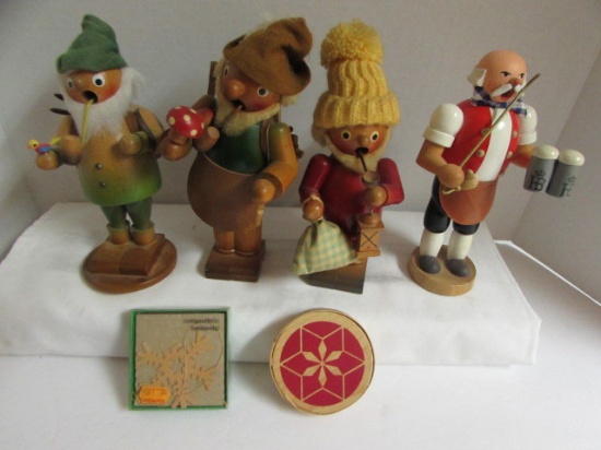 (4) German Wooden Figurines, etc.