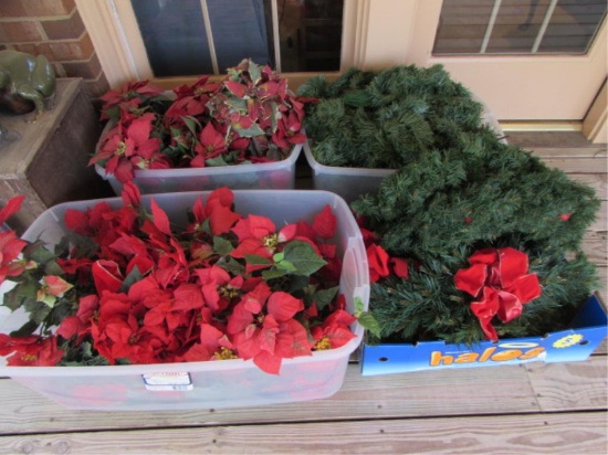 (4) Boxes of Garland & Poinsettas