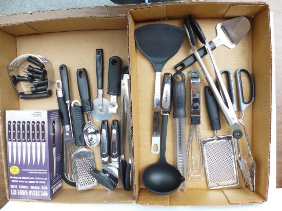 Assorted Black Handle Kitchen Utensils & Dura-Cut